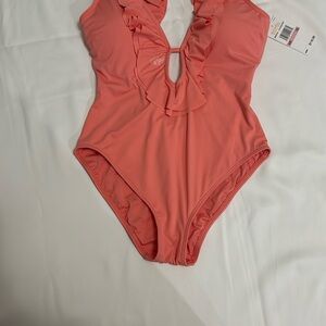Coral Ruffle One-Piece Swimsuit